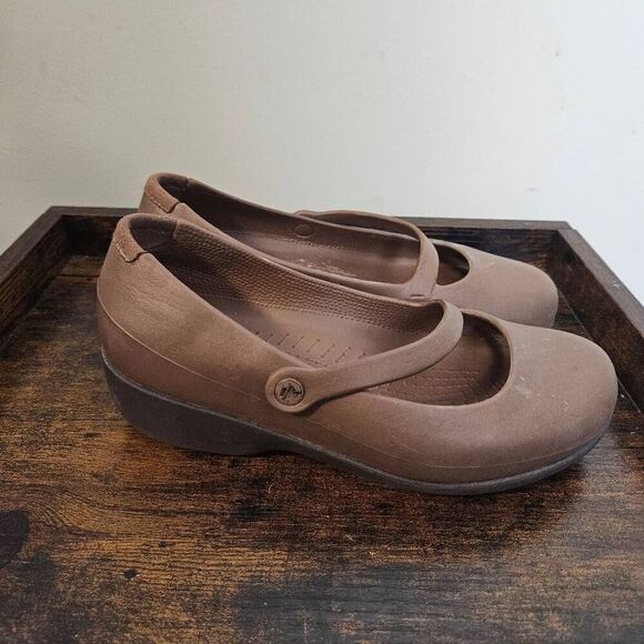CROCS Shoes - Crocs Croslite Comfort Clogs Maryjane Slip-on Shoes Women's Brown Size 8